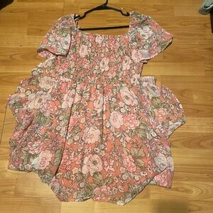 Asymmetrical pink floral dress